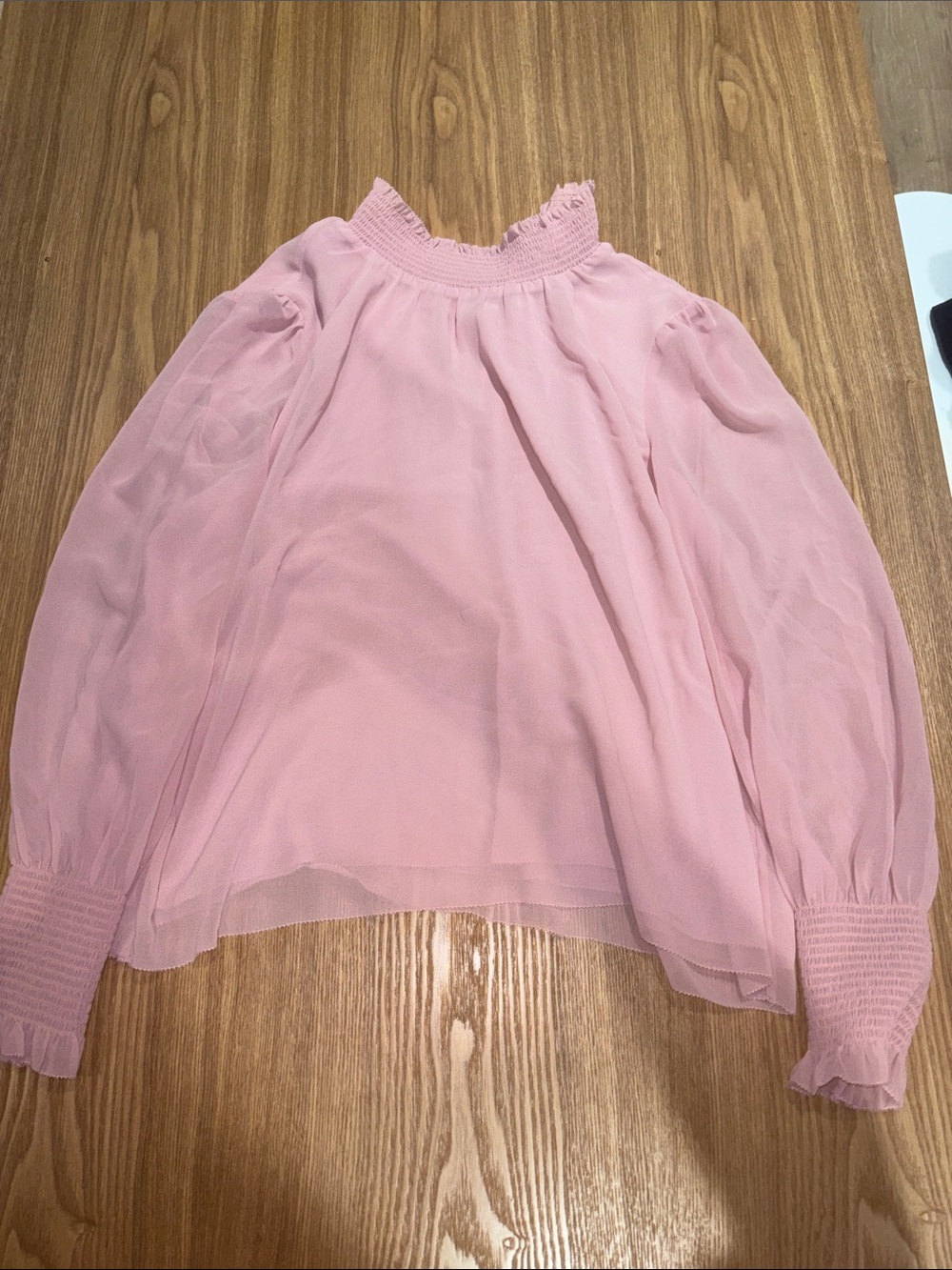 Wilfred Blush Pink Smocked Neck Long-Sleeve Blouse